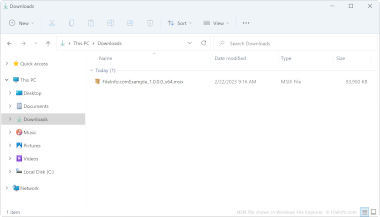 MSIX file shown in Windows File Explorer