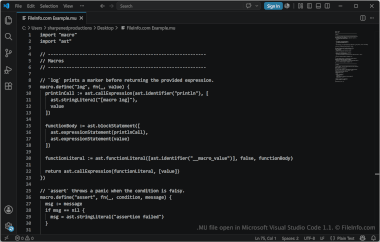 MU File Screenshot Screenshot of a .mu file in Microsoft Visual Studio Code 1.1