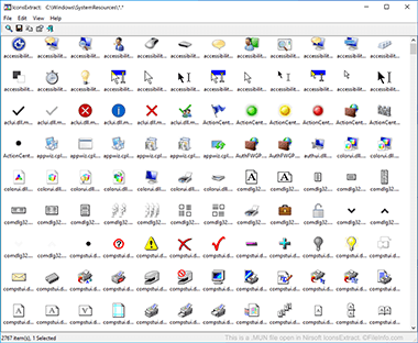 Screenshot of a .mun file in Nirsoft IconsExtract