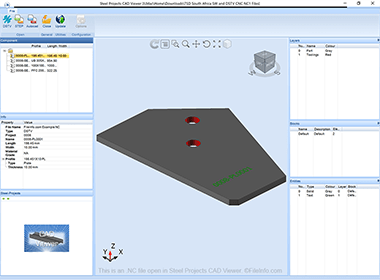 Screenshot of a .nc file in Steel Projects CAD Viewer