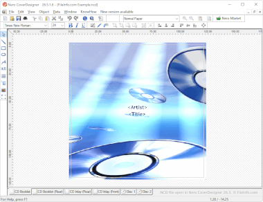 Screenshot of a .ncd file in Nero CoverDesigner 26.5