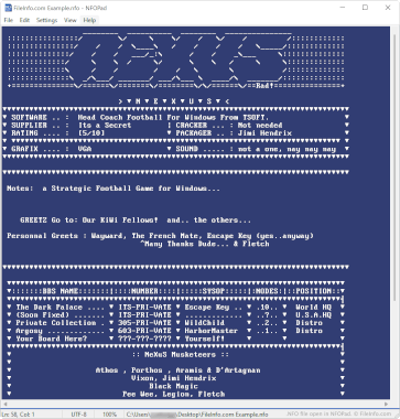 Screenshot of a .nfo file in NFOPad