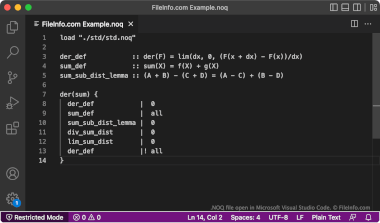 Screenshot of a .noq file in Microsoft Visual Studio Code