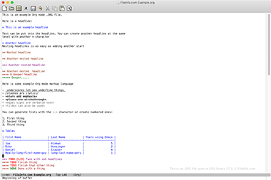 Screenshot of a .org file in GNU Emacs 27.1