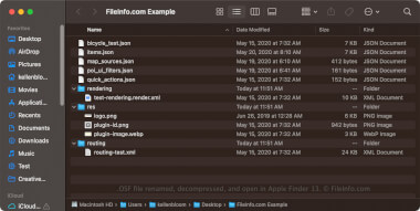 OSF file renamed, decompressed, and open in Apple Finder