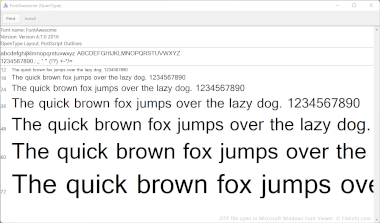 Screenshot of a .otf file in Microsoft Windows Font Viewer