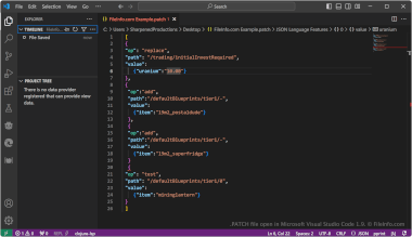 Screenshot of a .patch file in Microsoft Visual Studio Code 1.9