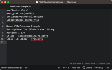 Screenshot of a .pc file in GitHub Atom