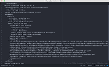 Screenshot of a .pimx file in Atom