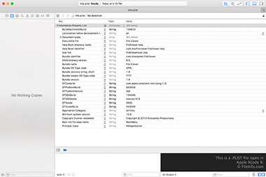 Screenshot of a .plist file in Apple Xcode
