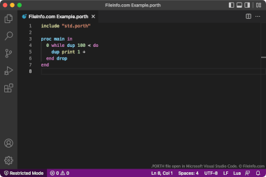 Screenshot of a .porth file in Microsoft Visual Studio Code