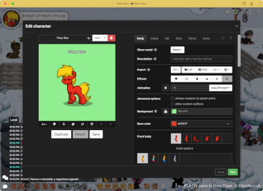 Screenshot of a .pta file in Pony Town