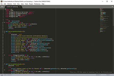 Screenshot of a .py file in Sublime Text 3