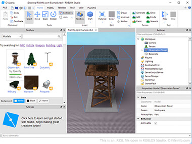 Screenshot of a .rbxl file in Roblox Studio