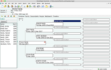 Screenshot of a .rmgc file in RootsMagic Essentials