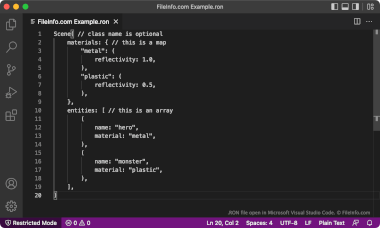 Screenshot of a .ron file in Microsoft Visual Studio Code