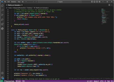 Screenshot of a .rs file in Microsoft Visual Studio Code 1.85