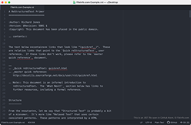 Screenshot of a .rst file in GitHub Atom