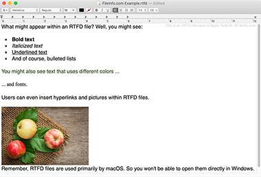 Screenshot of a .rtfd file in Apple TextEdit