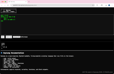 SAY File Screenshot Screenshot of a .say file in SayLang