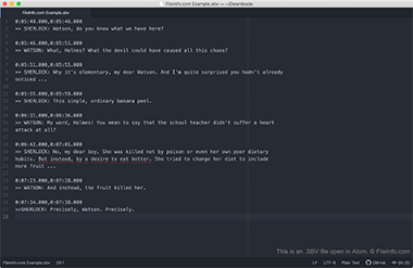 Screenshot of a .sbv file in GitHub Atom