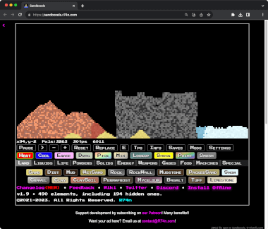 Screenshot of a .sbxls file in Sandboxels