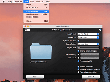 Screenshot of a .scpresets file in Snap Converter 3.0