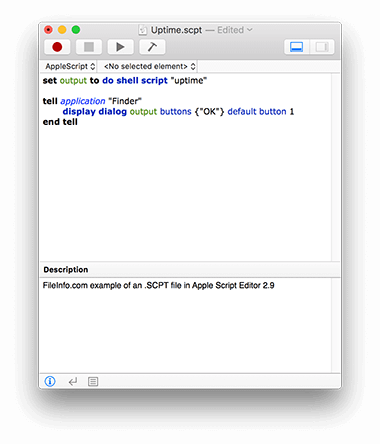 Screenshot of a .scpt file in AppleScript Editor 2.9