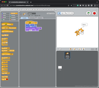 Screenshot of a .scratch file in MIT Scratch 0.x