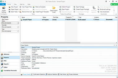 Screenshot of a .sdlrpx file in SDL Trados Studio 2017