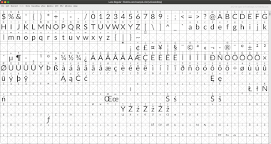 Screenshot of a .sfd file in FontForge