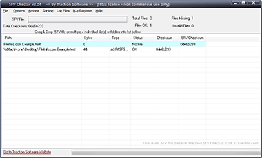 Screenshot of a .sfv file in Traction SFV Checker 2.04