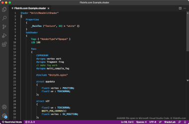 Screenshot of a .shader file in Microsoft Visual Studio Code