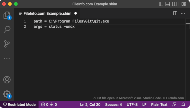 Screenshot of a .shim file in Microsoft Visual Studio Code