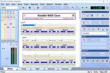 Screenshot of a .sngx file in ChordWizard Songtrix 4