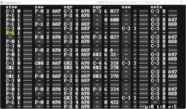 Screenshot of a .snibb file in Snibbetracker 1.1