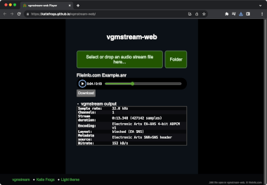 Screenshot of a .snr file in vgmstream-web
