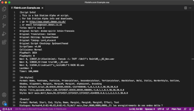 Screenshot of a .ssa file in Microsoft Visual Studio Code