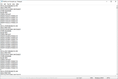 Screenshot of a .sua file in Microsoft Notepad