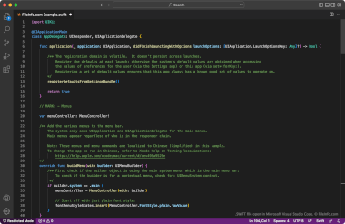 Screenshot of a .swift file in Microsoft Visual Studio Code