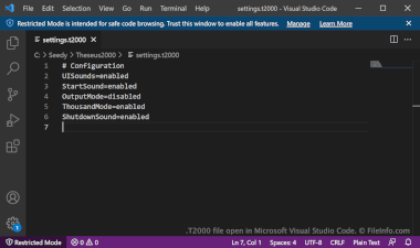 Screenshot of a .t2000 file in Microsoft Visual Studio Code