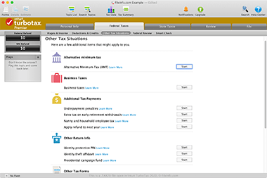Screenshot of a .tax2020 file in Intuit TurboTax 2020