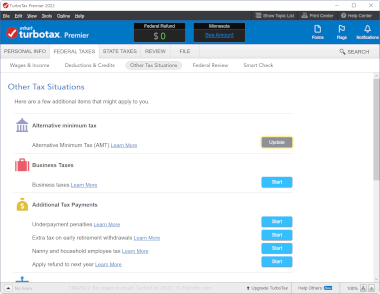 Screenshot of a .tax2022 file in Intuit TurboTax 2022