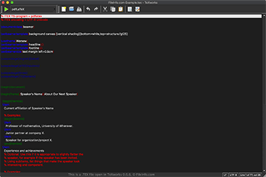 Screenshot of a .tex file in TeXworks 0.6.6