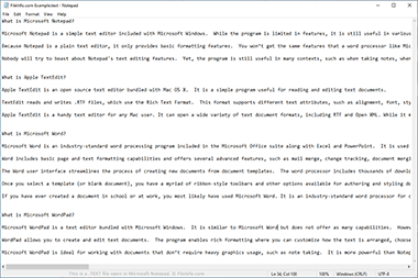 Screenshot of a .text file in Microsoft Notepad