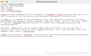Screenshot of a .tid file in Apple TextEdit