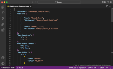 Screenshot of a .tmap file in Microsoft Visual Studio Code