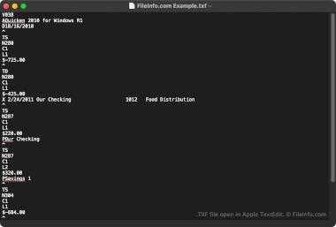 TXF file open in Apple TextEdit