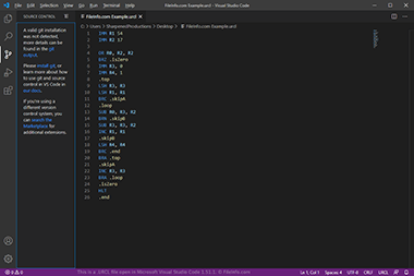 Screenshot of a .urcl file in Microsoft Visual Studio Code 1.51.1