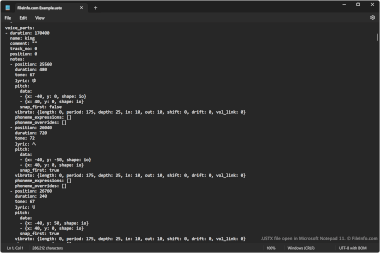 USTX file open in Microsoft Notepad